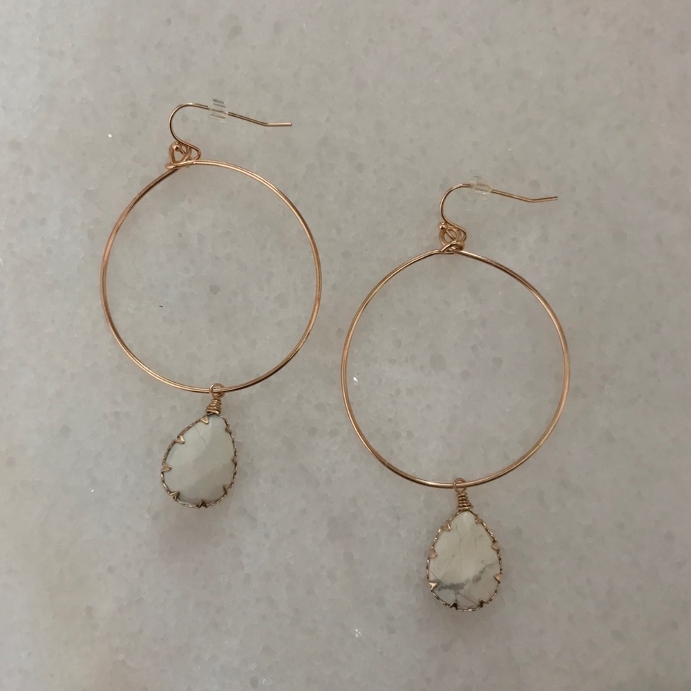 Stuck On You Hoop Earrings, Howlite White - Picture 2 of 4